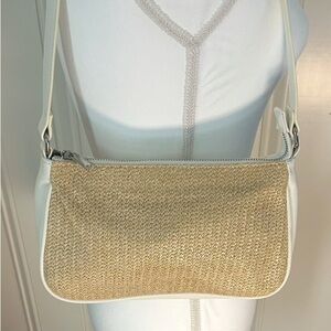 Wild Fable White and Tan Shoulder Bag with Adjustable Strap
